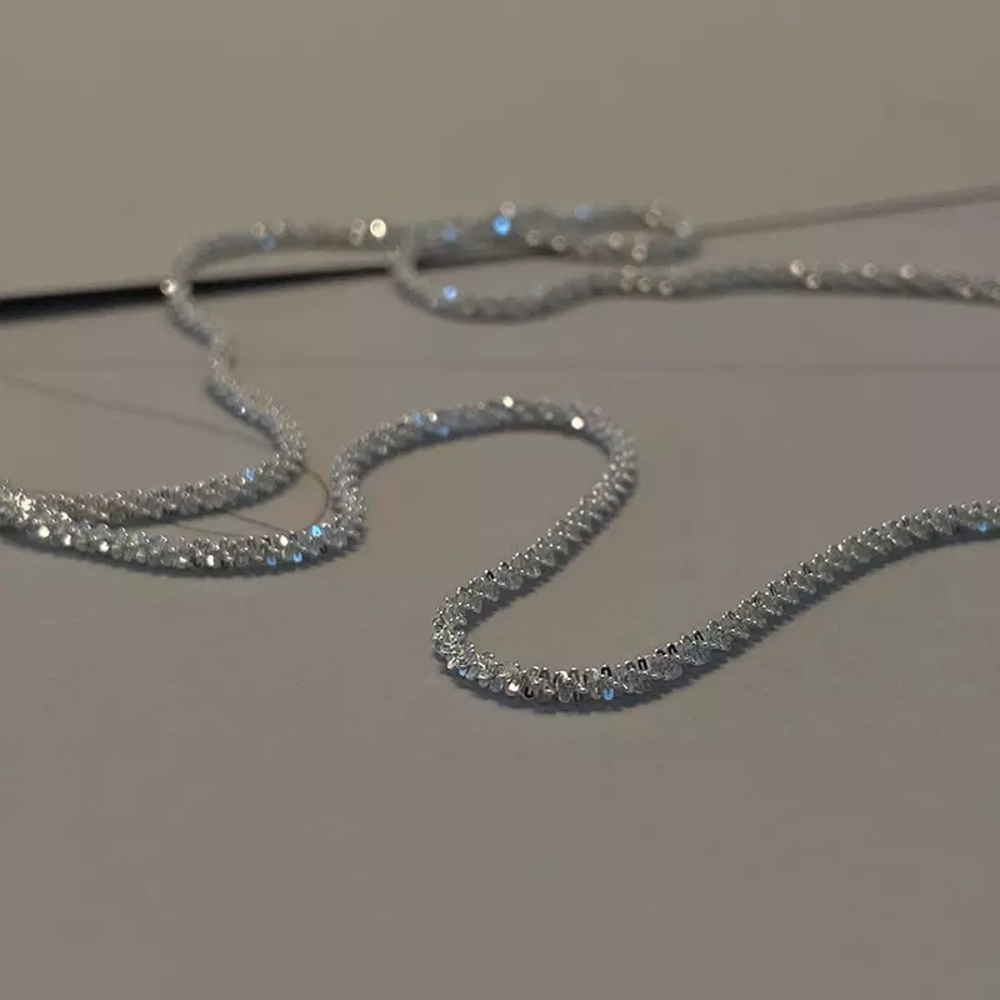 Anthropologie Silver Sparkling Clavicle Chain Choker Necklace